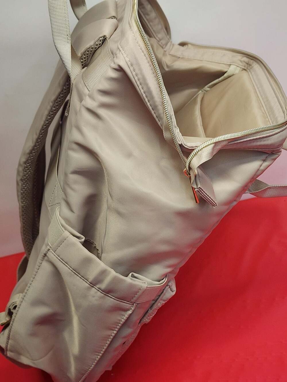 Paris Hilton Quilted Laptop Backpack in Beige - Picture 7 of 9